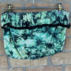 MEDIUM Green and Black Tie-Dye Tube Top‎ Early 2000's WetSeal